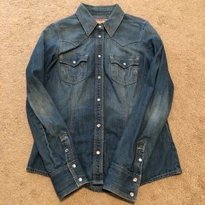 True religion denim button up shirt